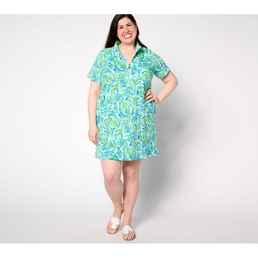 Belle by Kim Gravel Women's Dress Sz XS Perfect Pique Batik Chic Green A647293